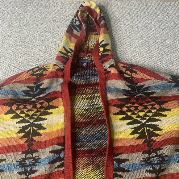 American Eagle Womens Sweater Size XS/S Multicolor Aztec Cardigan Vest Fringe - Picture 2 of 10